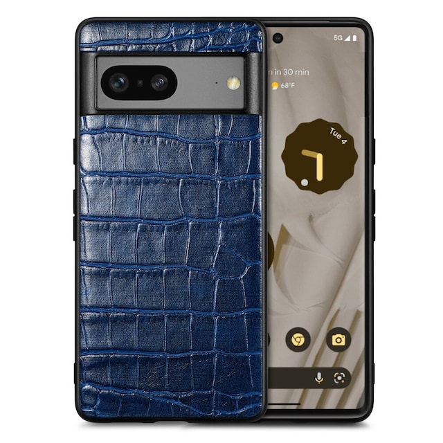 SKALO Google Pixel 7a Crocodile PU Leather Hybrid Cover - Blå