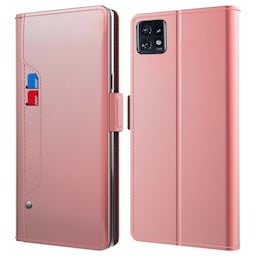 SKALO Motorola Edge 40 Pro 5G Kortholder Mirror Flip Cover - Rosa guld