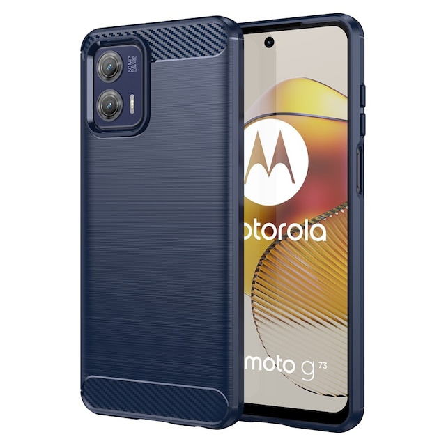 SKALO Motorola Moto G73 5G Armor Carbon Stødsikker TPU-cover - Blå