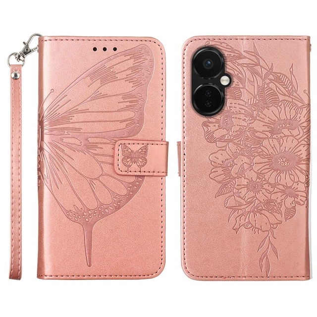 SKALO OnePlus Nord CE 3 Lite 5G Mandala Butterfly Flip Cover - Rosa guld