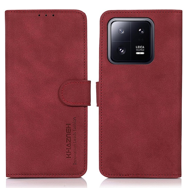SKALO Xiaomi 13 5G KHAZNEH Pungetui i PU-læder - Rød