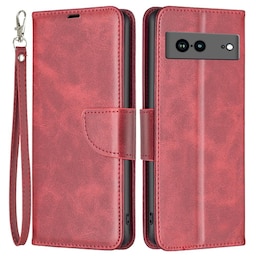 SKALO Google Pixel 7a Flip Cover m. pung i PU-læder - Rød
