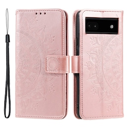 SKALO Google Pixel 7a Mandala Flip Cover - Rosa guld