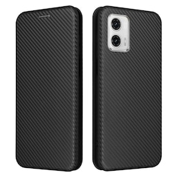 SKALO Motorola Moto G73 5G Carbon Fiber Pungetui - Sort