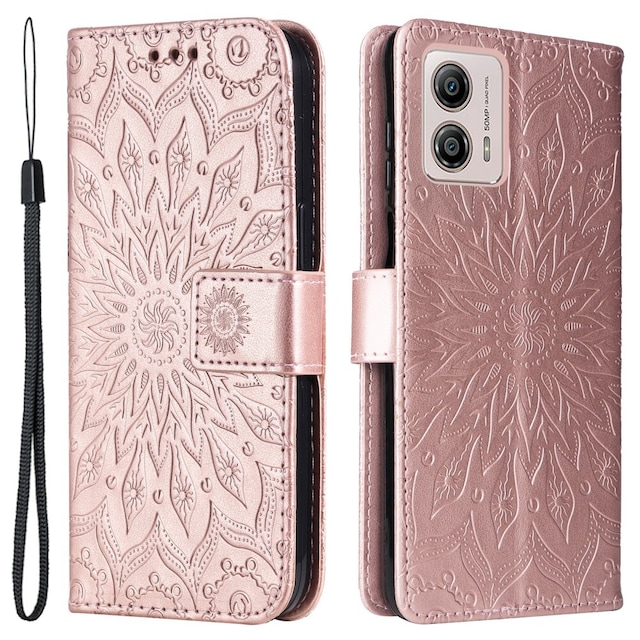 SKALO Motorola Moto G53 5G Mandala Flip Cover - Rosa guld