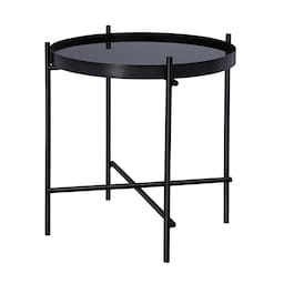 WOMO-DESIGN design sidebord Ø43x45cm i sort lavet af metal og glas, stuebord med