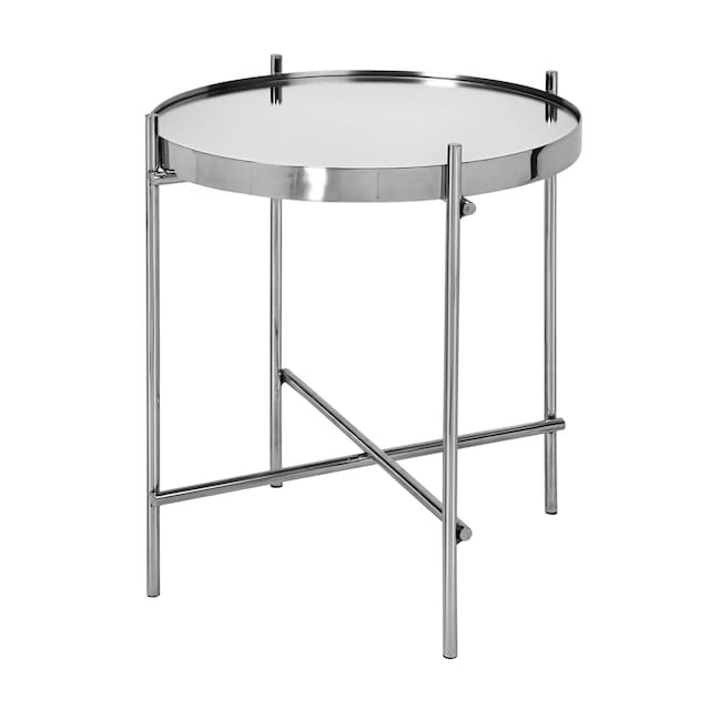 WOMO-DESIGN design sidebord Ø43x45 cm i sølv lavet af metal og glas, stuebord