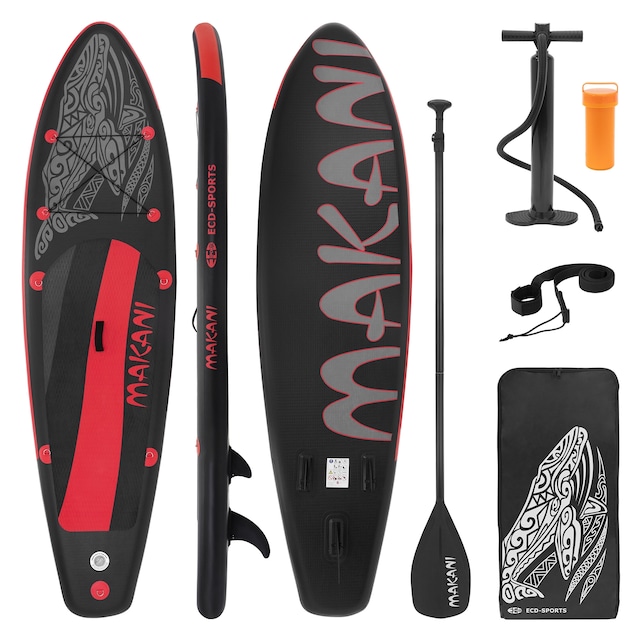 Oppustelig Stand Up Paddle Board Makani 320x82x15 cm Sort Rød PVC