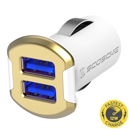 Revolt dobbel 12W USB billader - hvid/guld