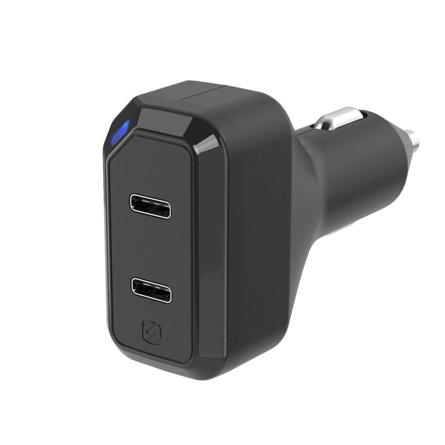 Powervolt dobbel hurtig billader 36 watt USB-C PD3.0 - sort