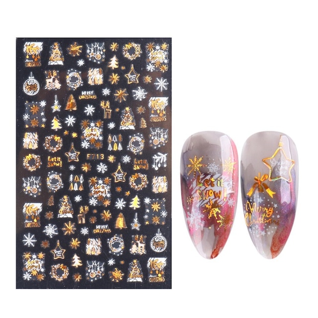 INF Christmas Laser Nail Art Stickers 1 ark MultiColor