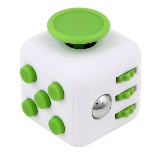 Fidget Cube, for øget koncentration, Hvid/Grøn