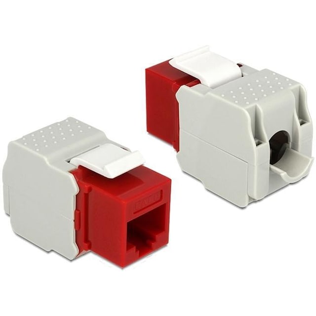 DeLOCK UTP Cat6 Keystone modul, RJ45 hun - LSA Cat6, ""Tool-free"", rød