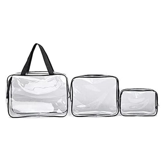 Makeup taske vandtæt PVC gennemsigtig 3-pak | Elgiganten
