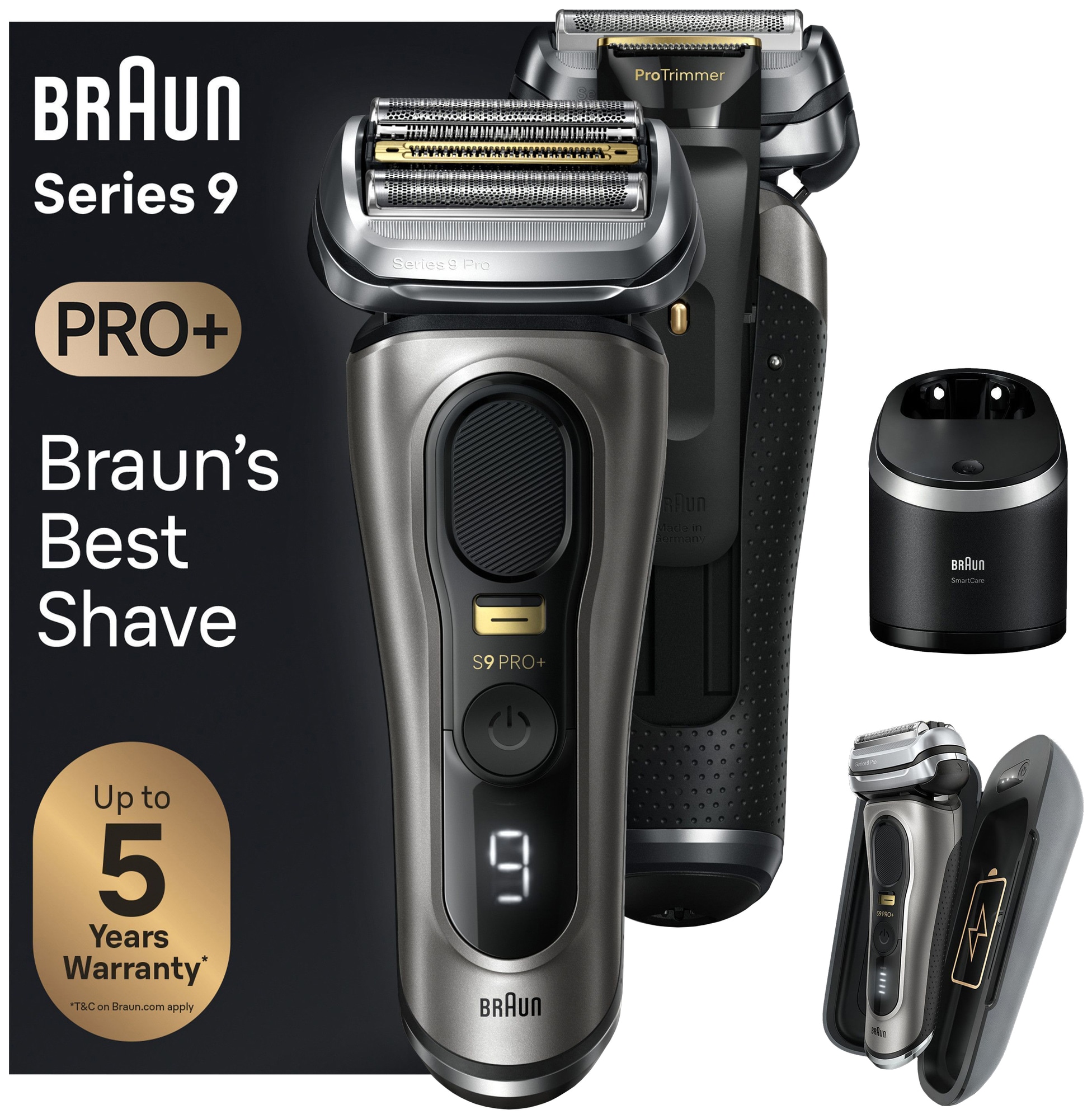 Se Braun Series 9 PRO+ barbermaskine 9575cc (graphite) hos Elgiganten