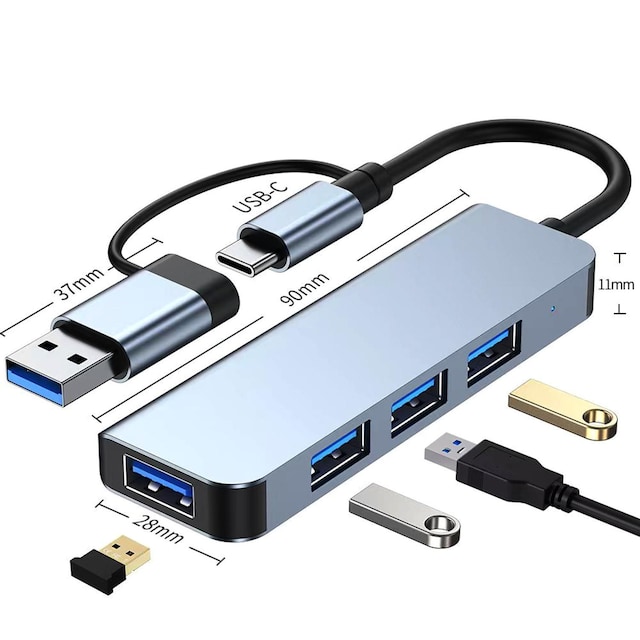 NÖRDIC USB Hub 4 porte 3xUSB-A 2.0 1xUSB-A 3.0