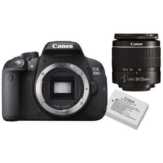 Canon EOS 700D spejlreflekskamera + objektiv og batteri | Elgiganten