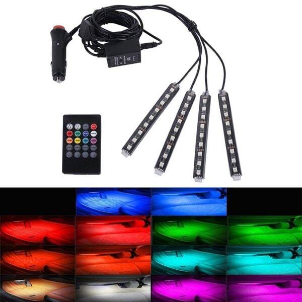 Belysning Bilgulv 36 stk. LED 4-i-1 RGB Neon - Lydkontrol og Fjernbetjening  | Elgiganten