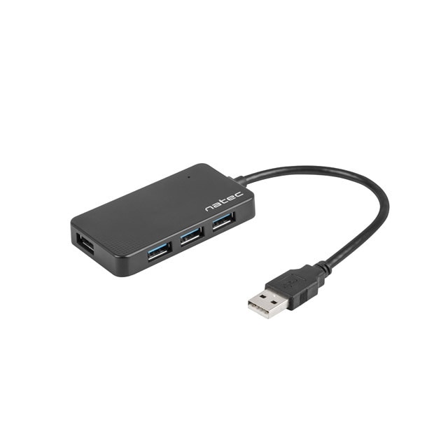 Natec USB 3.0 HUB, Moth, 4-portar, Svart