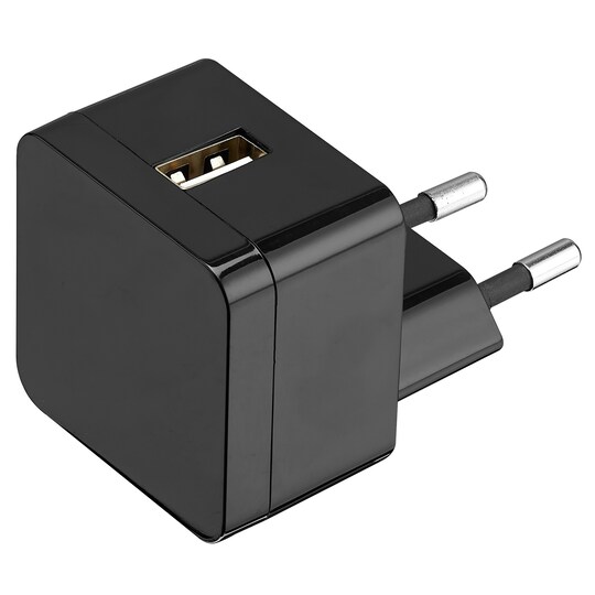 Goji vægoplader 2.4 A med USB A til C kabel (sort) | Elgiganten