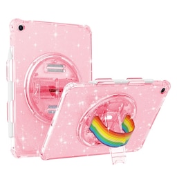 SKALO iPad 10.2 Armor Rainbow Glitter håndtag/stativ Cover -. Pink