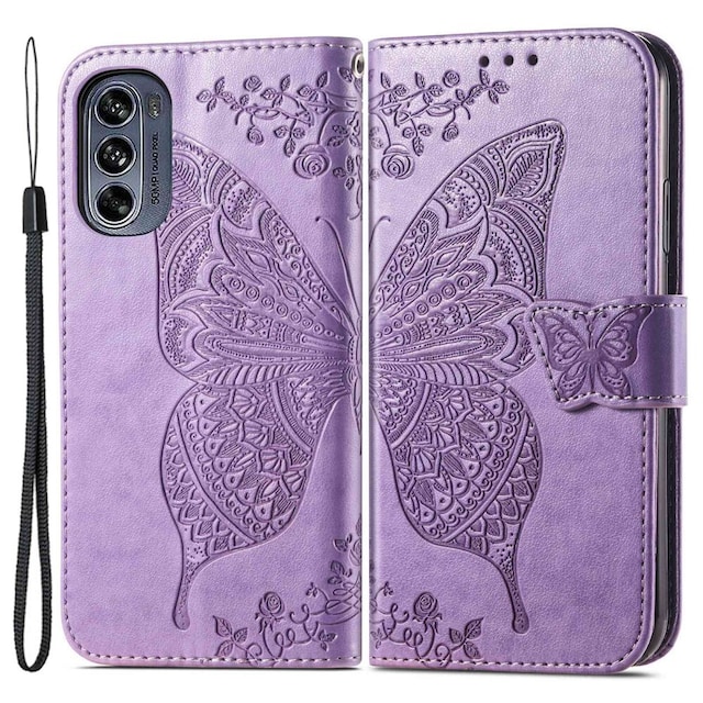 SKALO Motorola Moto G62 5G Mandala Butterfly Flip Cover - Lilla