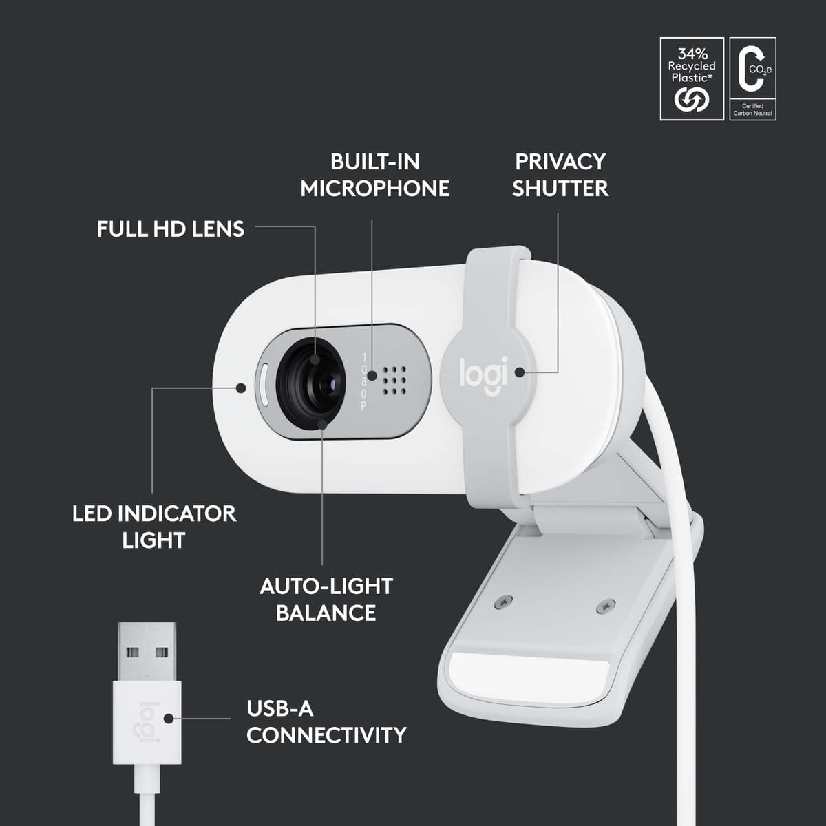 Logitech Brio 100 FullHD webkamera (off-white)