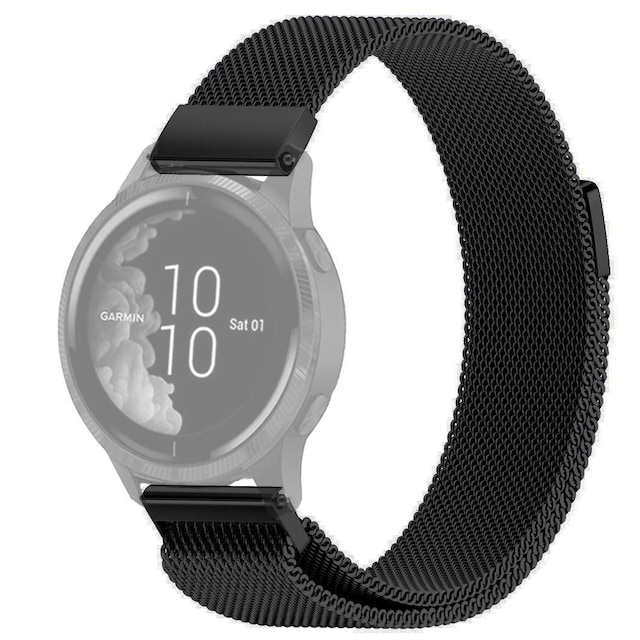 SKALO Milanese Loop til Garmin Venu 2 Plus - Sort