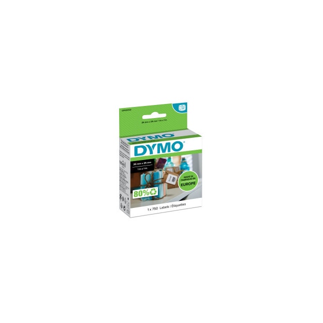 DYMO LabelWriter kvadratiske universaletiketter, 25x25mm, 750st., hvid