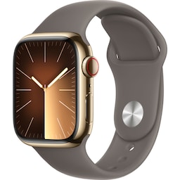 Apple Watch S9 45mm GPS+CEL (Gold Stainless/Clay Sportsbånd) S/M