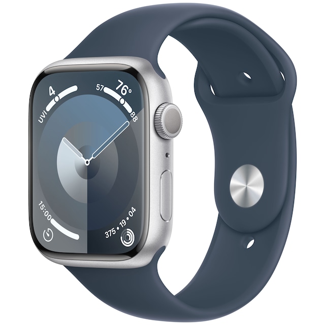 Apple Watch S9 45mm GPS (Silver Alu/Storm Blue Sportsbånd) S/M