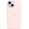 iPhone 15 silikone etui med MagSafe (lys pink)