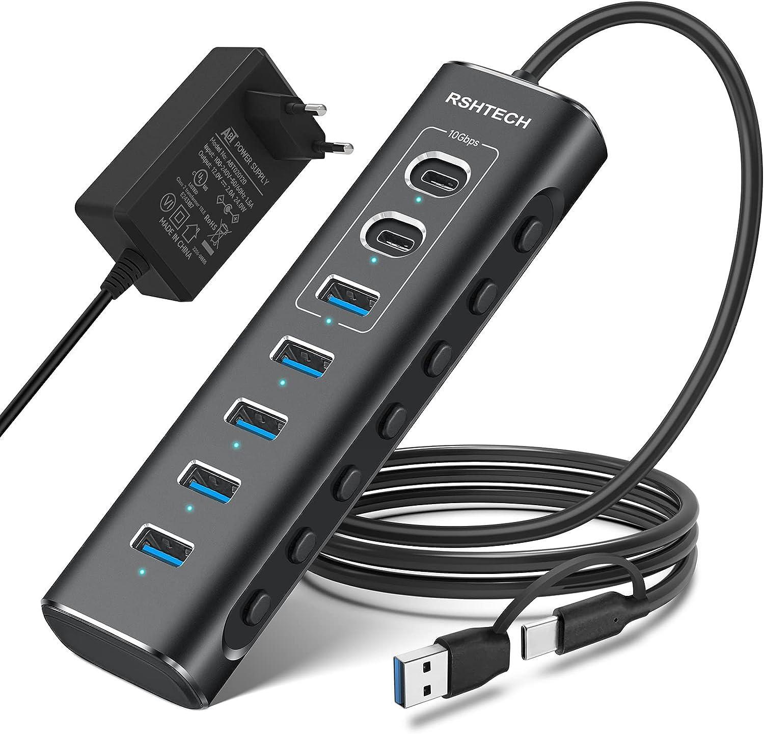 NÖRDIC GEN 3.2 USB-C og USB-A drevet Hubb 7-porte 3x10Gbps 4x5Gbps 1m kabel  | Elgiganten