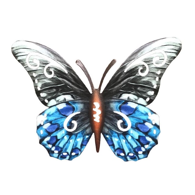 Kunst 3D sommerfugl væghængende indretning Havegaveboligornament - Gråblå