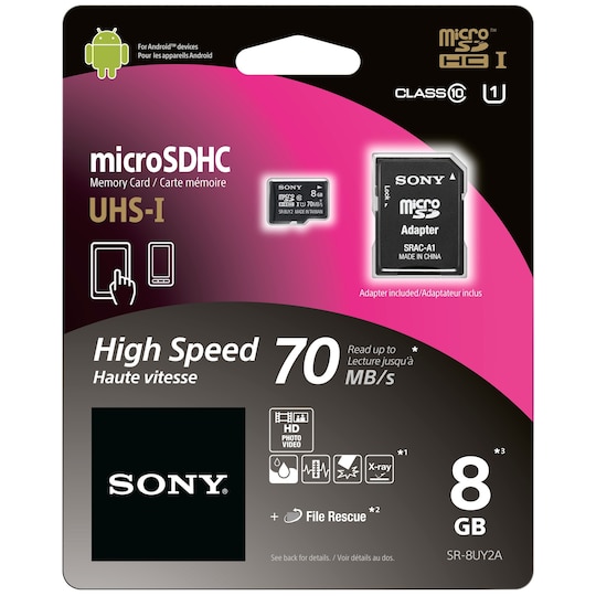 Sony Micro SD hukommelseskort 8 GB + adapter | Elgiganten