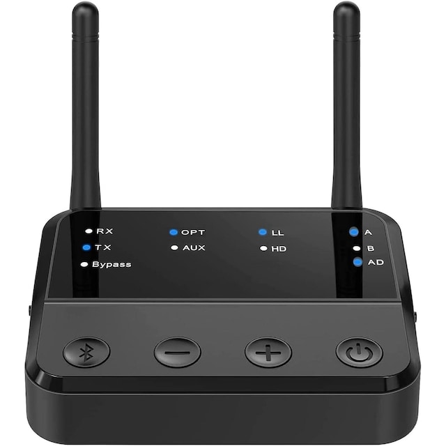 NÖRDIC Bluetooth 5.2 trådløs sender dual link modtager DAC Qualcomm aptXLL aptX HD 3,5 mm AUX RCA optisk