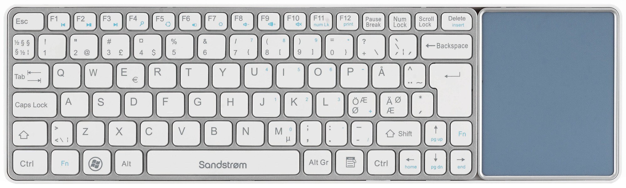 Sandstrøm Touch Compact trådløst keyboard - hvid | Elgiganten