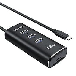 NÖRDIC Gen2 3.2 USB-C 3port Hub 10Gbps 1m kabel 3xUSB-A 1xSD 1xTF kortlæser