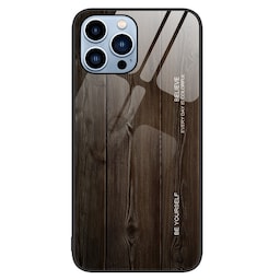 SKALO iPhone 15 Pro Max Wood hærdet glas TPU Cover - Sort