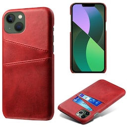 SKALO iPhone 15 PU-læder Kortholder Cover - Rød