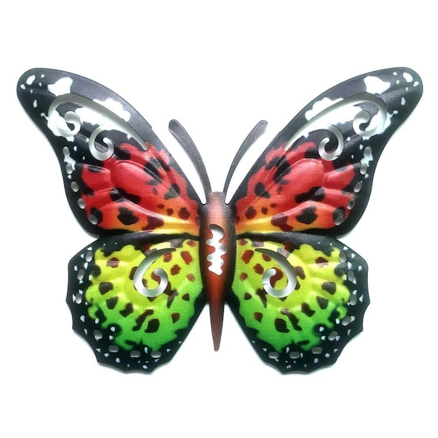 Kunst 3D sommerfugl væghængende indretning Havegaveboligornament - rødgrøn