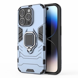 SKALO iPhone 15 Pro Max Armor Hybrid metal ring cover - Blå