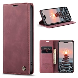 CASEME Retro tegnebog taske til iPhone 15 Pro - rød