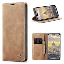 CASEME Retro tegnebog taske til iPhone 15 Pro - Brun