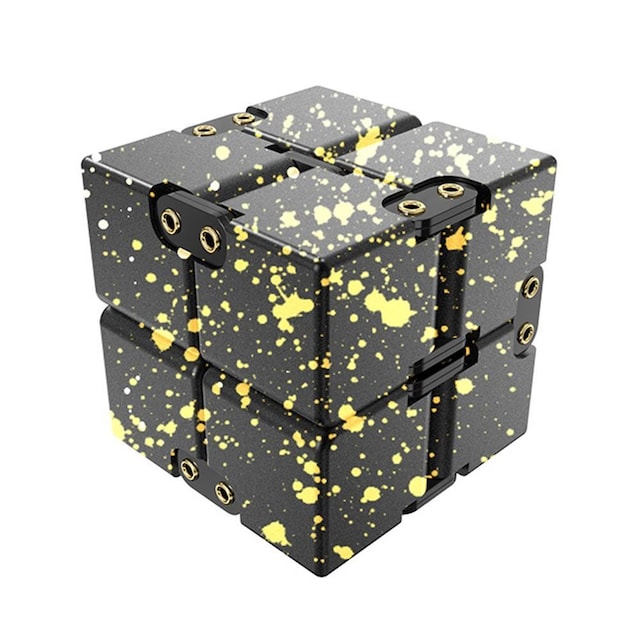 Fidget Toy Infinite Cube Stressaflastningsflipblok - sort-gul