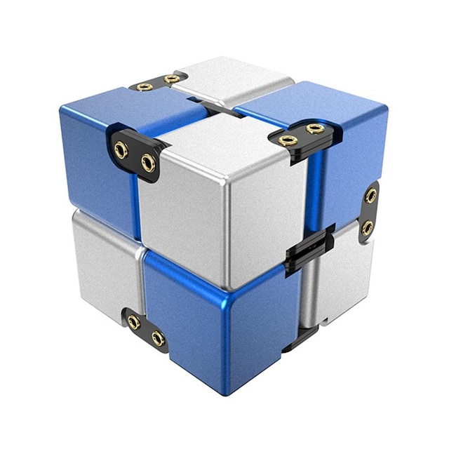 Fidget Toy Infinite Cube Stressaflastende Flip-blok - Blå-Sølv
