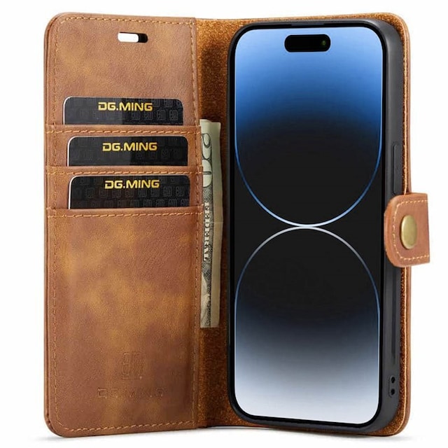 Wallet DG-Ming 2i1 Apple iPhone 15 - Brun