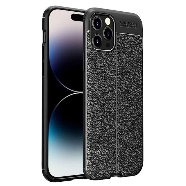 Lædermønstret TPU cover Apple iPhone 15 Pro - Sort