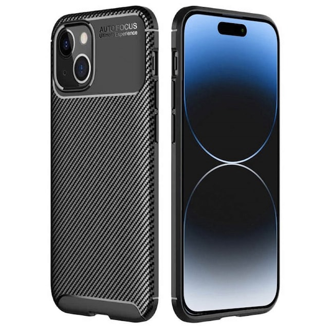 Carbon silikone cover Apple iPhone 15 - Sort