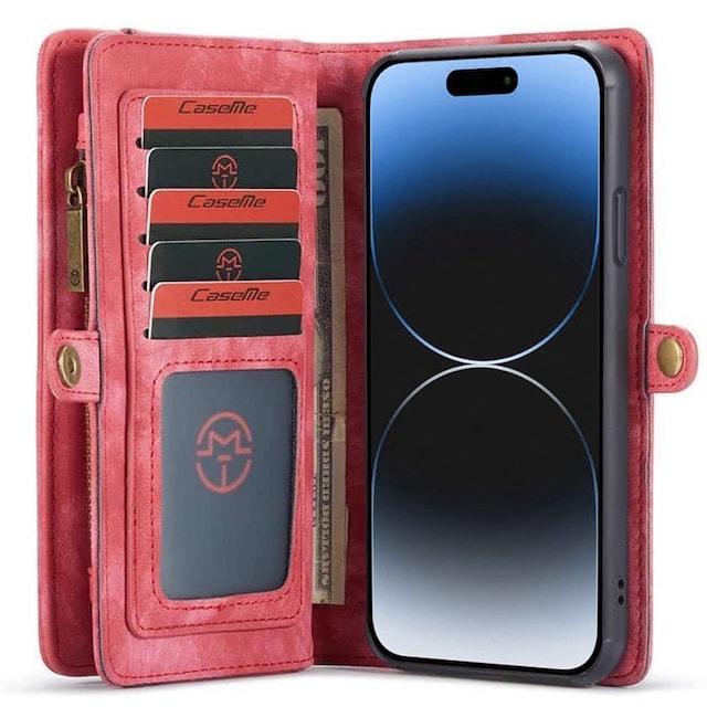 Multi Wallet CaseMe 11-kort Apple iPhone 15 - Rød